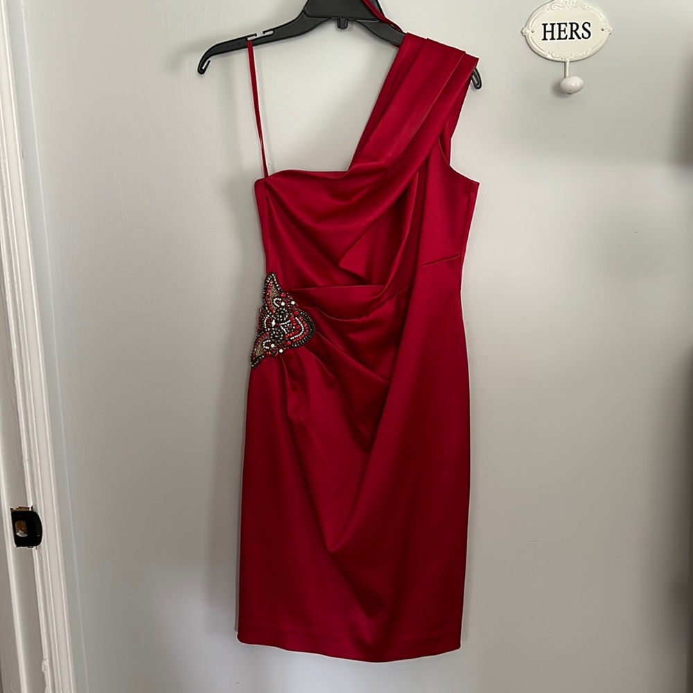 Stunning Red Satin Cocktail Dress